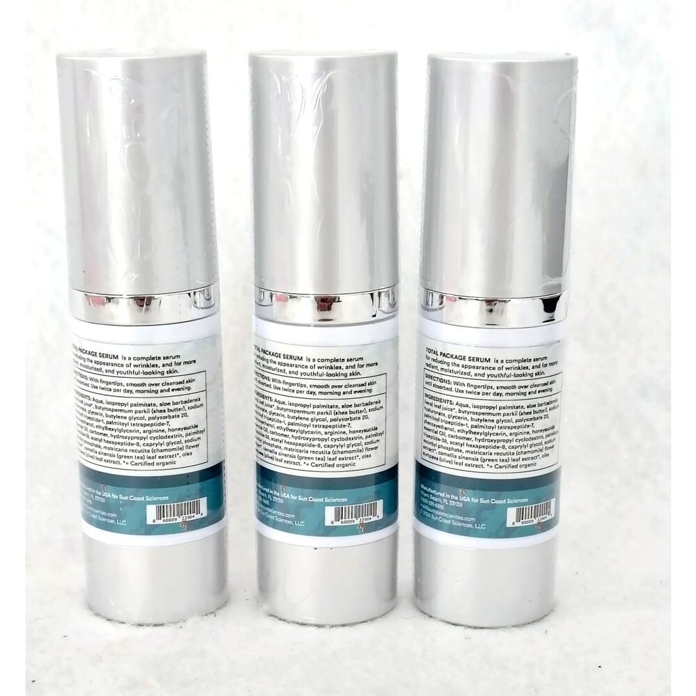 3 Sun Coast Total Package Serum Vitamin C Hyaluronic Acid Tri Peptide 1 oz - Picture 2 of 7